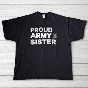 Vintage Y2K Proud Army Sister T-Shirt Soffe Black U.S. Army Military Tee XL